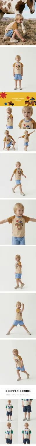 Детский комплект из футболки и шорт Cowboy Color Block, бежевый, от Belita&Boys — фото 2