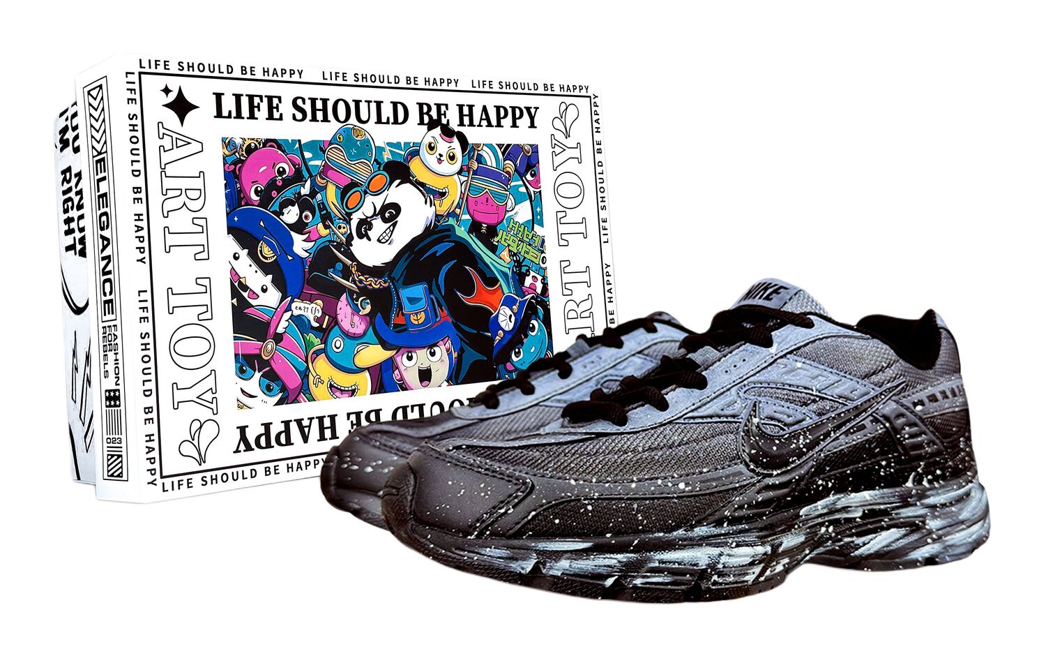 

Nike Инициатор устойчивые к истиранию низкие кроссовки унисекс black white gray