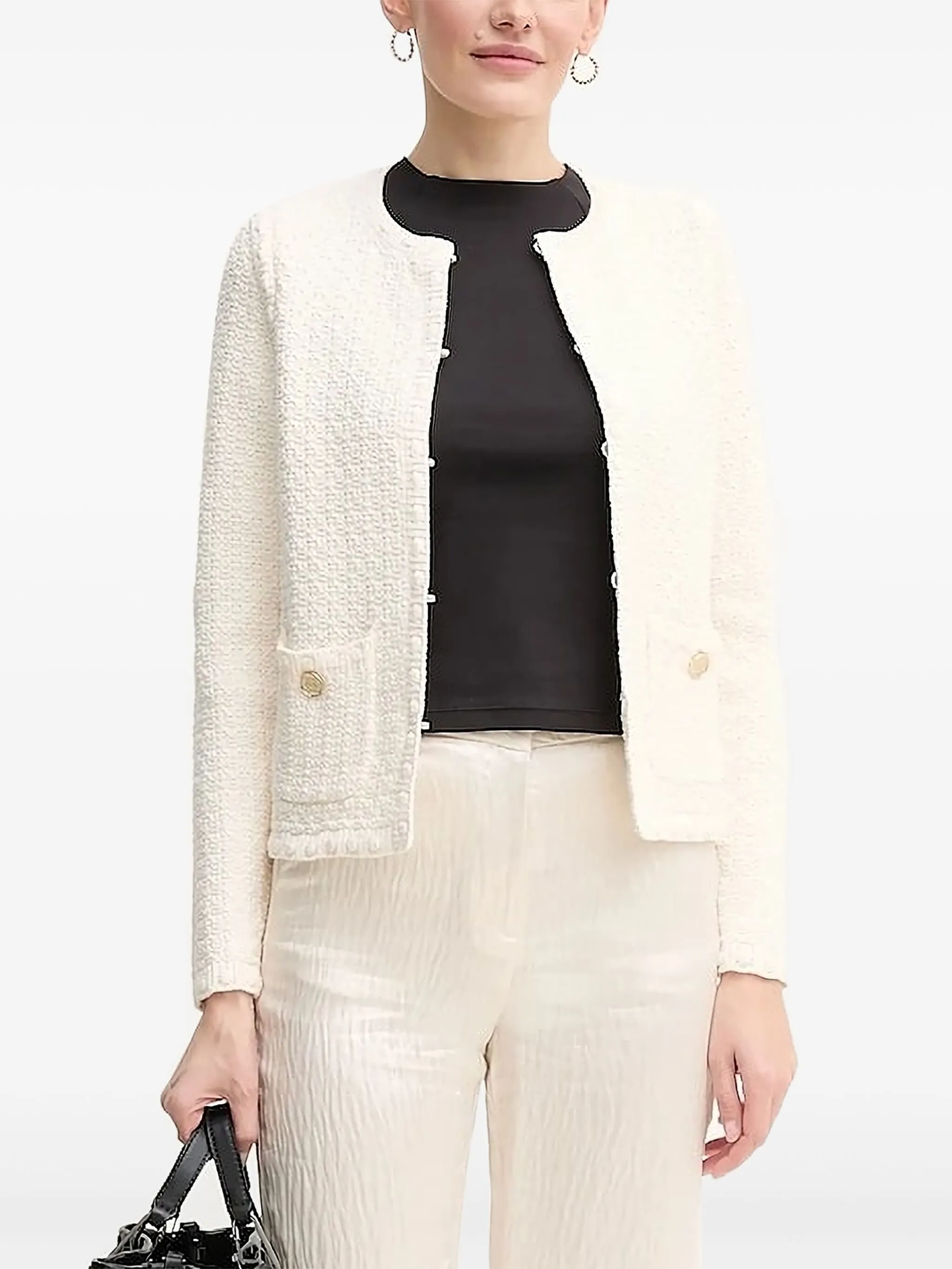 

Кардиган с твидовым карманом Pedro Del Hierro, белый