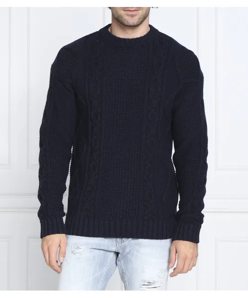 

Мохнатый шерстяной свитер Regular fit Hugo, синий