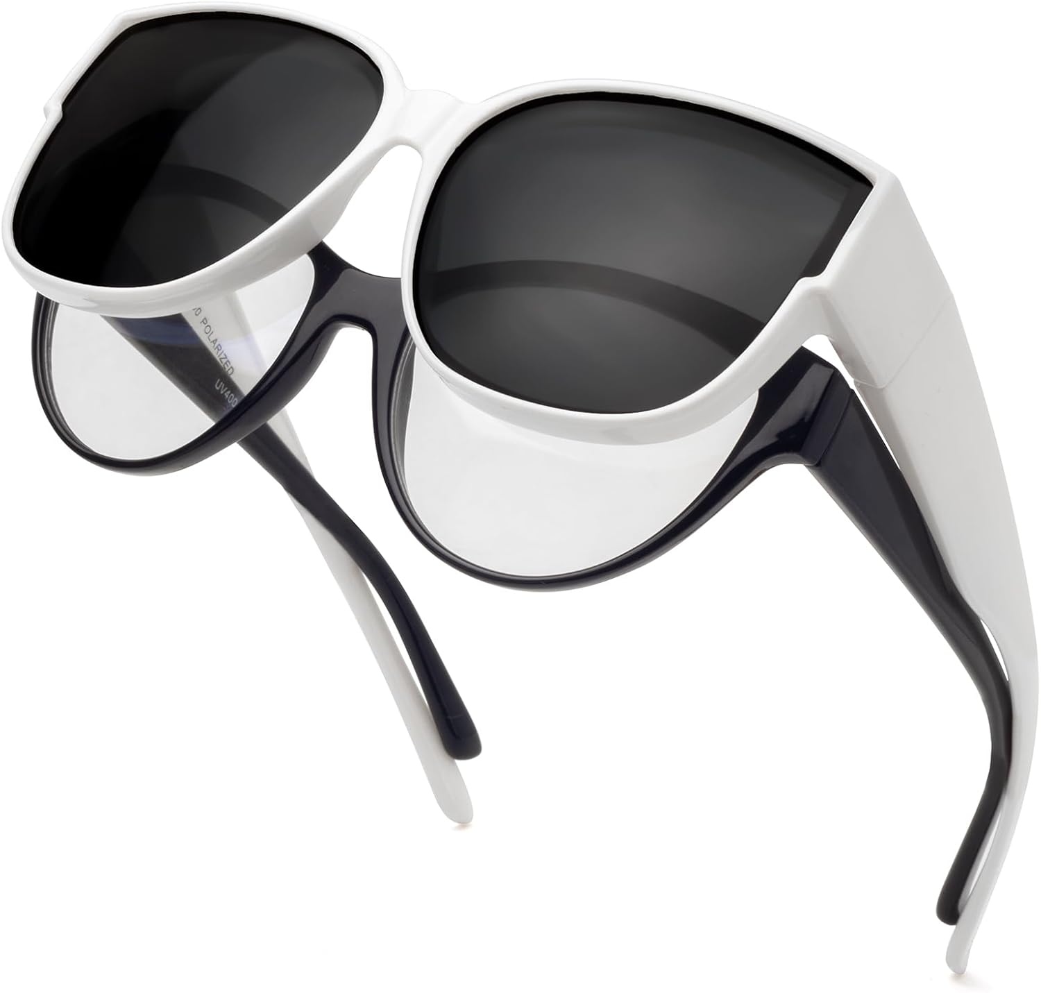 

Солнцезащитные очки с поляризованным покрытием, надеваемые поверх обычных очков, женские солнцезащитные очки с защитой от УФ-излучения, легкие Face Shadow, Xl White Frame / Grey Lens