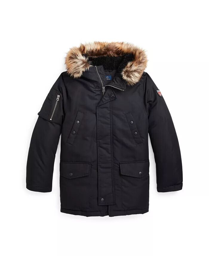 

Пуховая парка с отделкой из искусственного меха для мальчиков Big Boys Polo Ralph Lauren, синий
