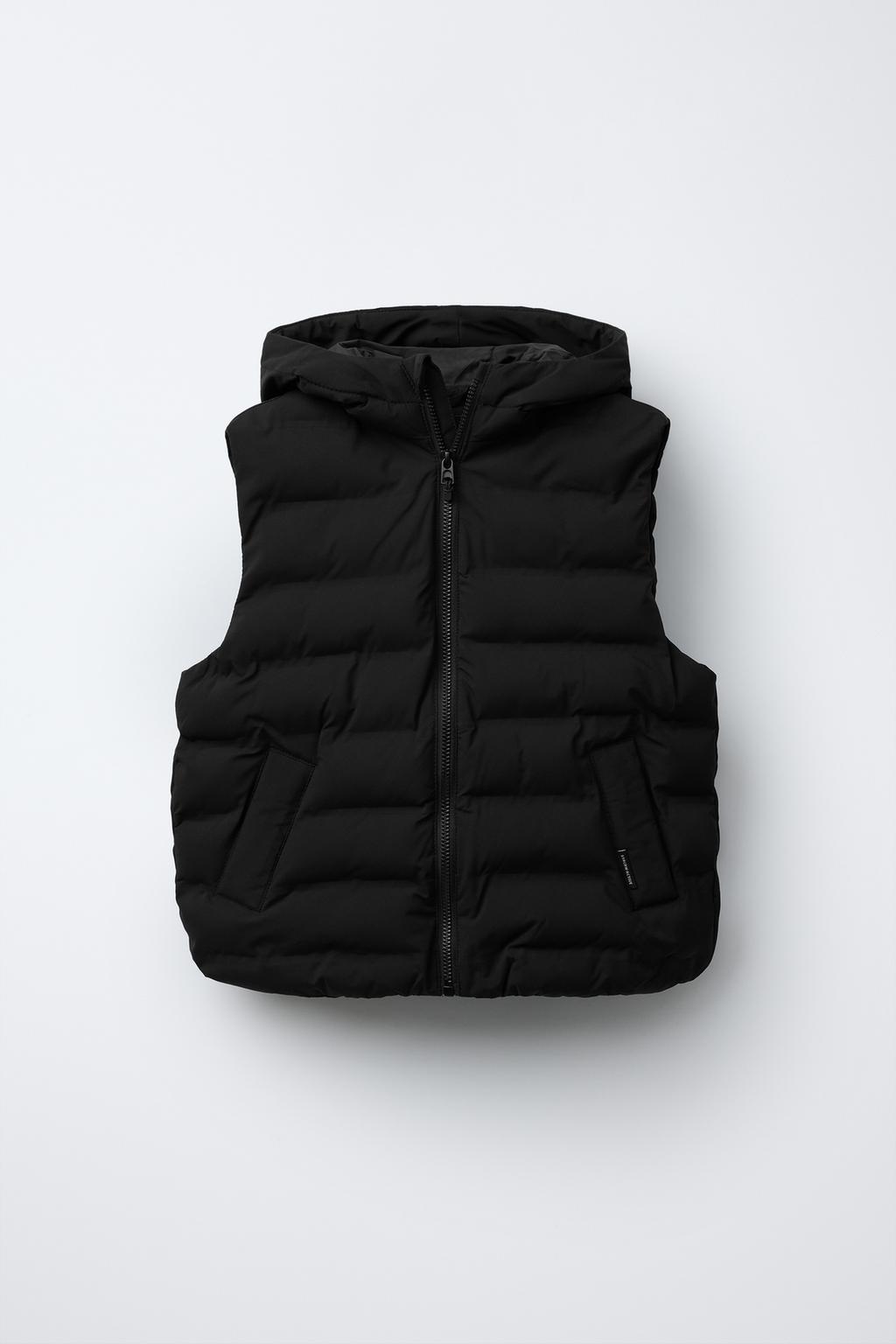 

Мягкий жилет с капюшоном ZARA, черный