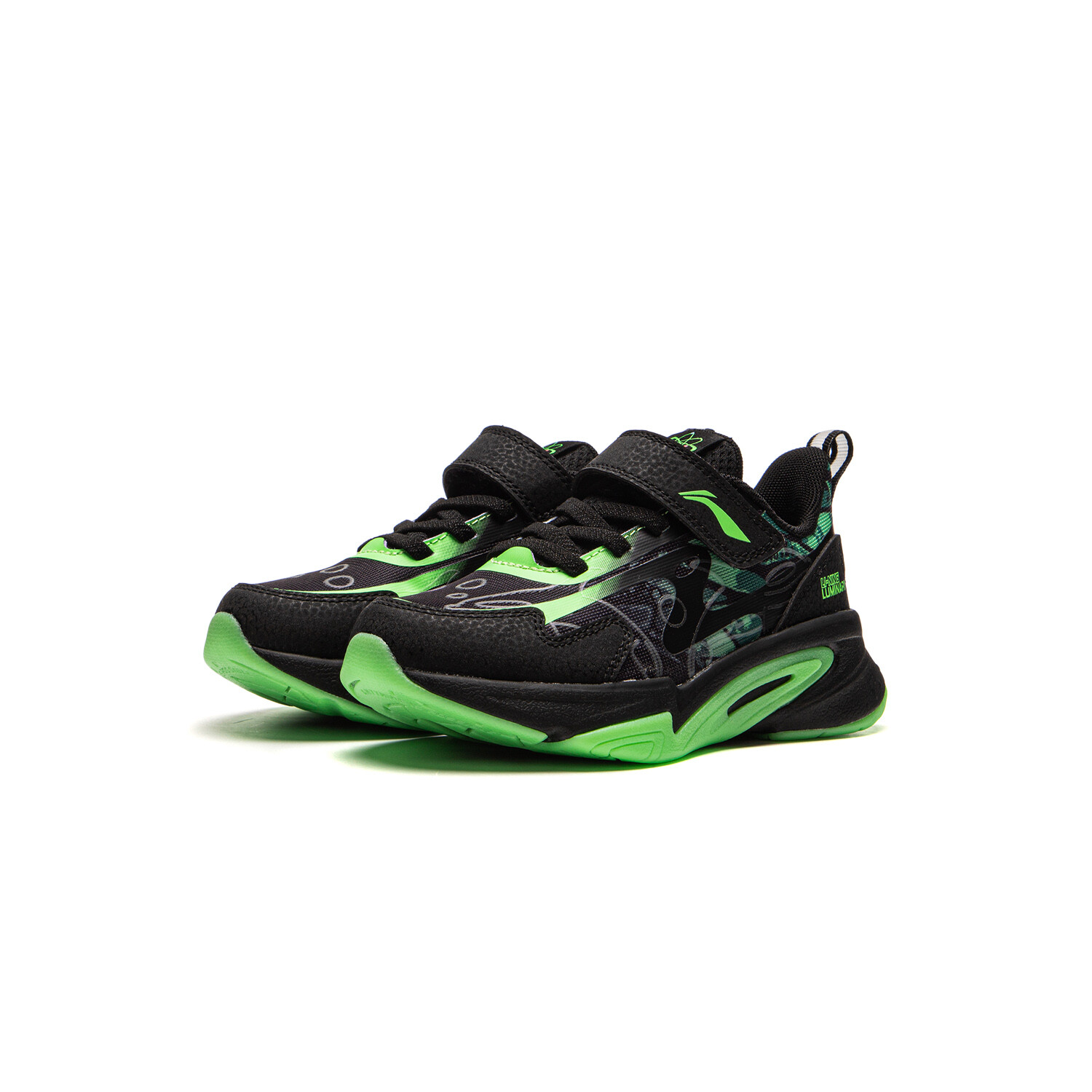 Кроссовки LINING YOUNG Kids Lifestyle Shoes Kids Low-top Black/fluorescent Green, зеленый — фото 2
