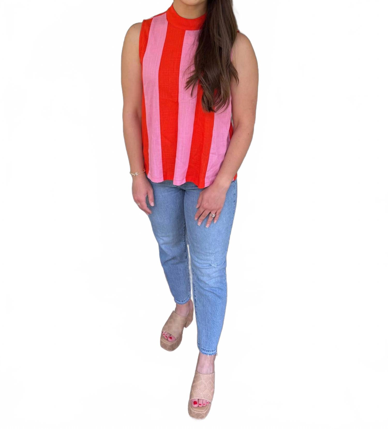 

Полосатый топ в розово-красном цвете THML