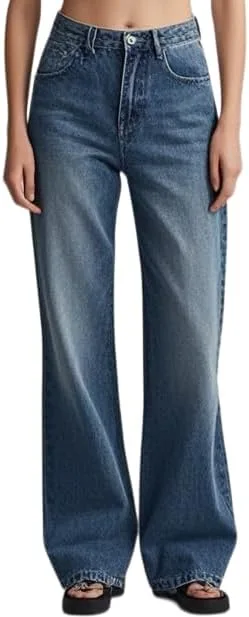 

Прямые джинсы для женщин, High Waisted, Wide Leg, с микроэластаном Lachmose