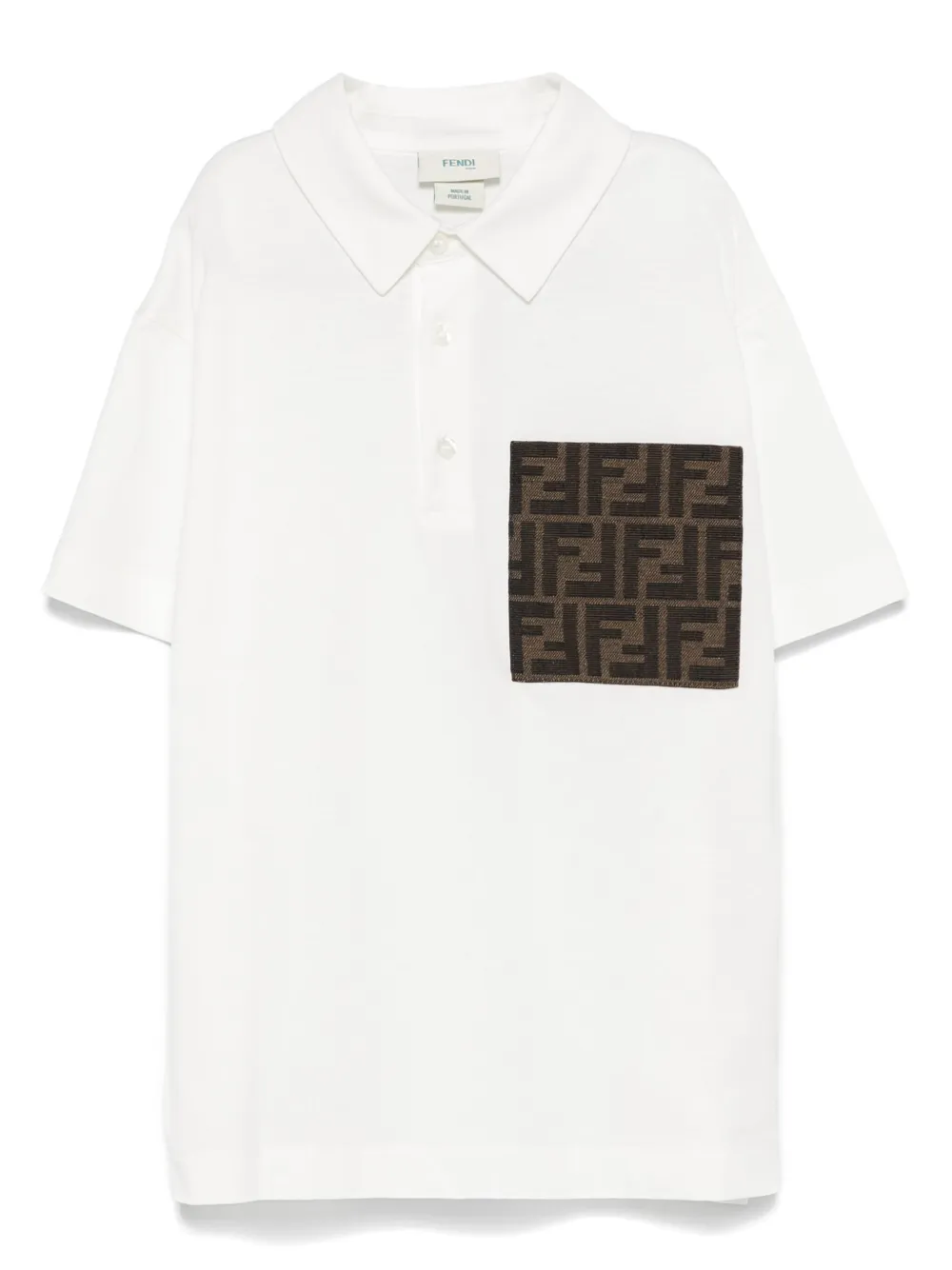 

Рубашка поло из джерси FENDI KIDS, белый
