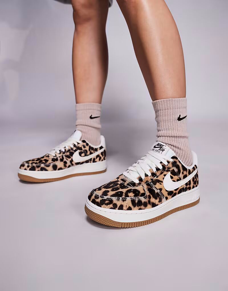 Кроссовки унисекс Nike Air Force 1 в леопардовом и белом цветах — фото 2