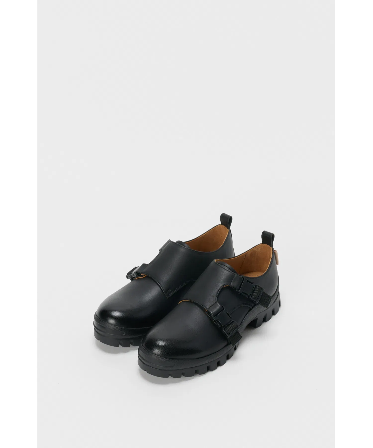 Унисекс кожаные туфли Double Monk #2146 Hender Scheme чёрные