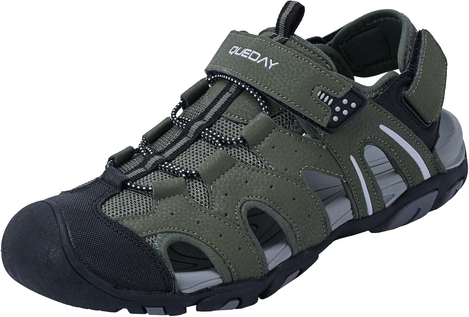 

Мужские спортивные сандалии Queday с закрытым носком для активного отдыха на улице, легкие походные сандалии для прогулок по тропам и повседневной носки, водонепроницаемые shoes, зеленый