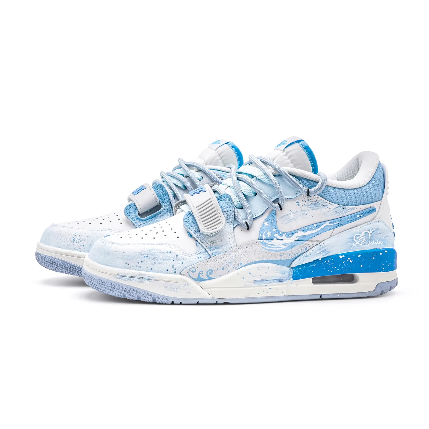 Jordan Legacy 312 Crushed Ice Slip Resistant Abrasion Resistant низкие детские баскетбольные кроссовки Blue White Unisex — фото 4