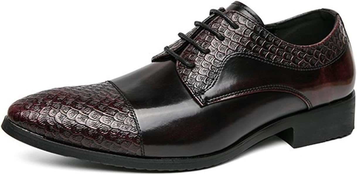 

Мужские оксфорды с ретро носком, дышащие, комфортные кожаные дерби, шнуровка, повседневная и деловая обувь для мужчин Generic, красный