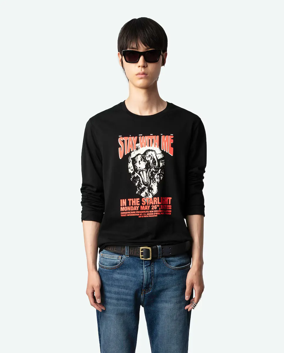 

Hector мужская черная футболка с длинными рукавами Zadig & Voltaire