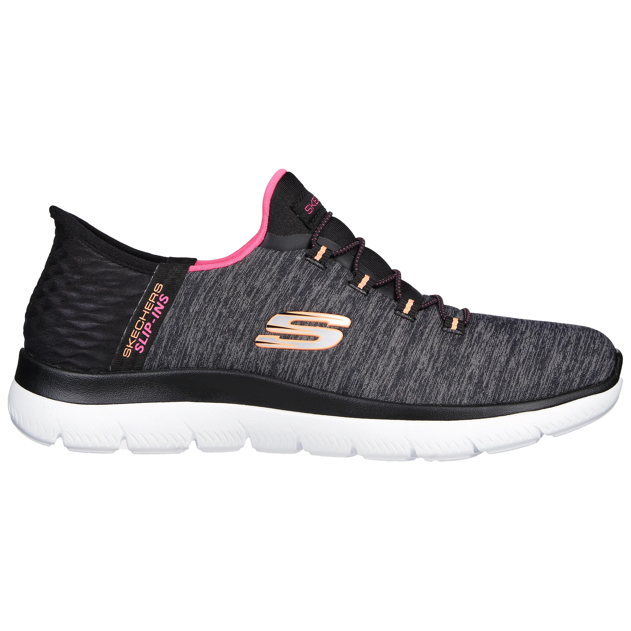 Тапочки Skechers "SUMMITS DAZZLING HAZE", кроссовки без шнуровки, повседневная обувь с тонкими контрастными деталями, цвет Schwarz-Meliert — фото 4