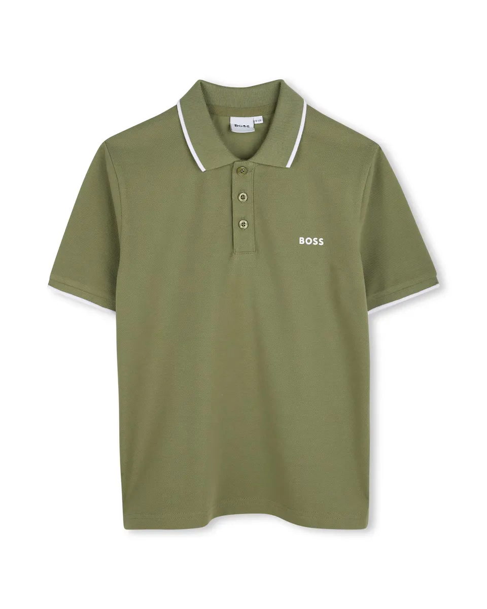 

Рубашка поло для мальчика из зеленого хлопка BOSS Kidswear, зеленый