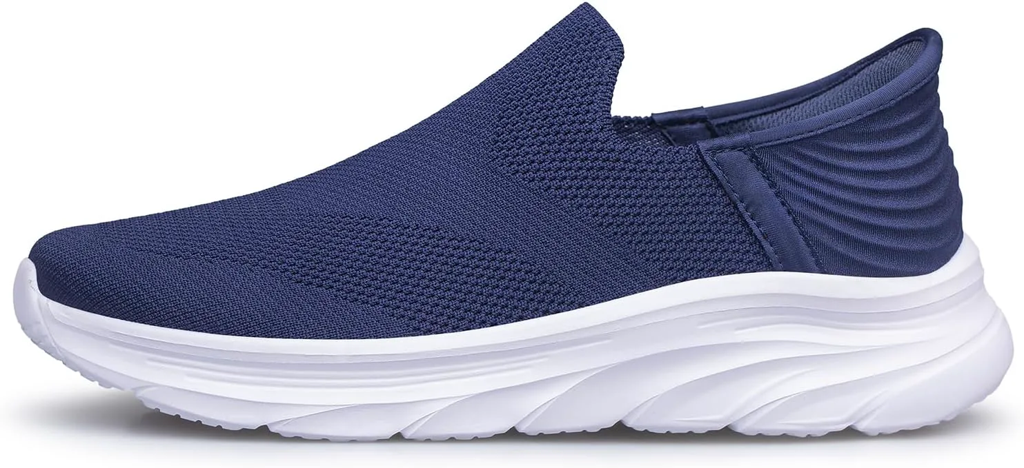 

Мужские слипоны BQQ легкие противоскользящие кроссовки для прогулок и тренировок, дышащие повседневные теннисные туфли, синий