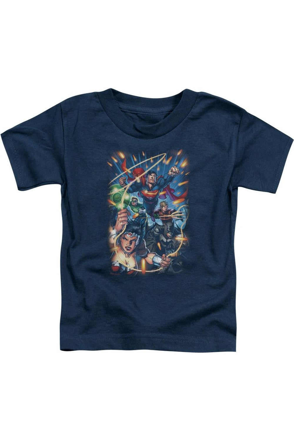 

Футболка с коротким рукавом для малышей "Лига справедливости Америки: Под атакой" Gildan, темно-синий