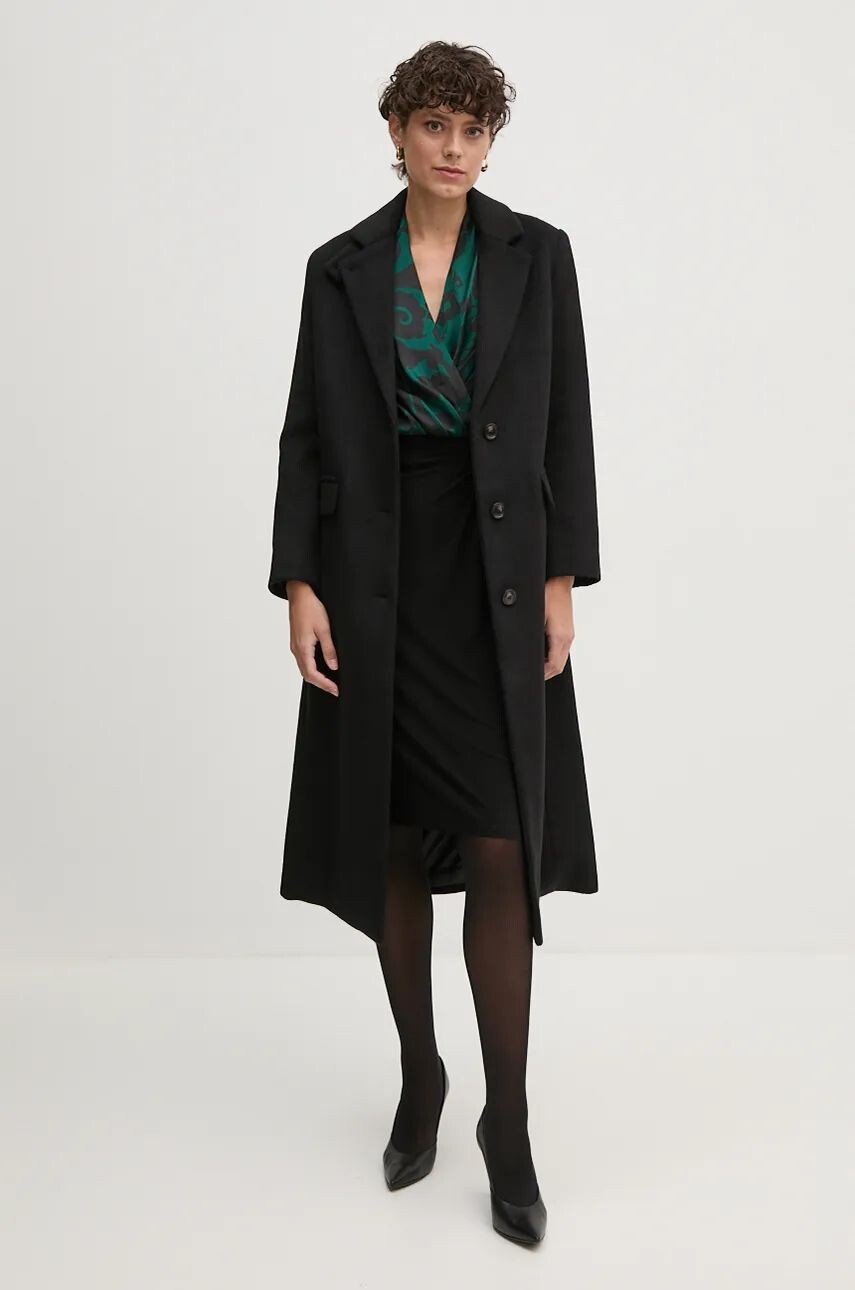 

Пальто United Colors of Benetton с добавлением шерсти, черный