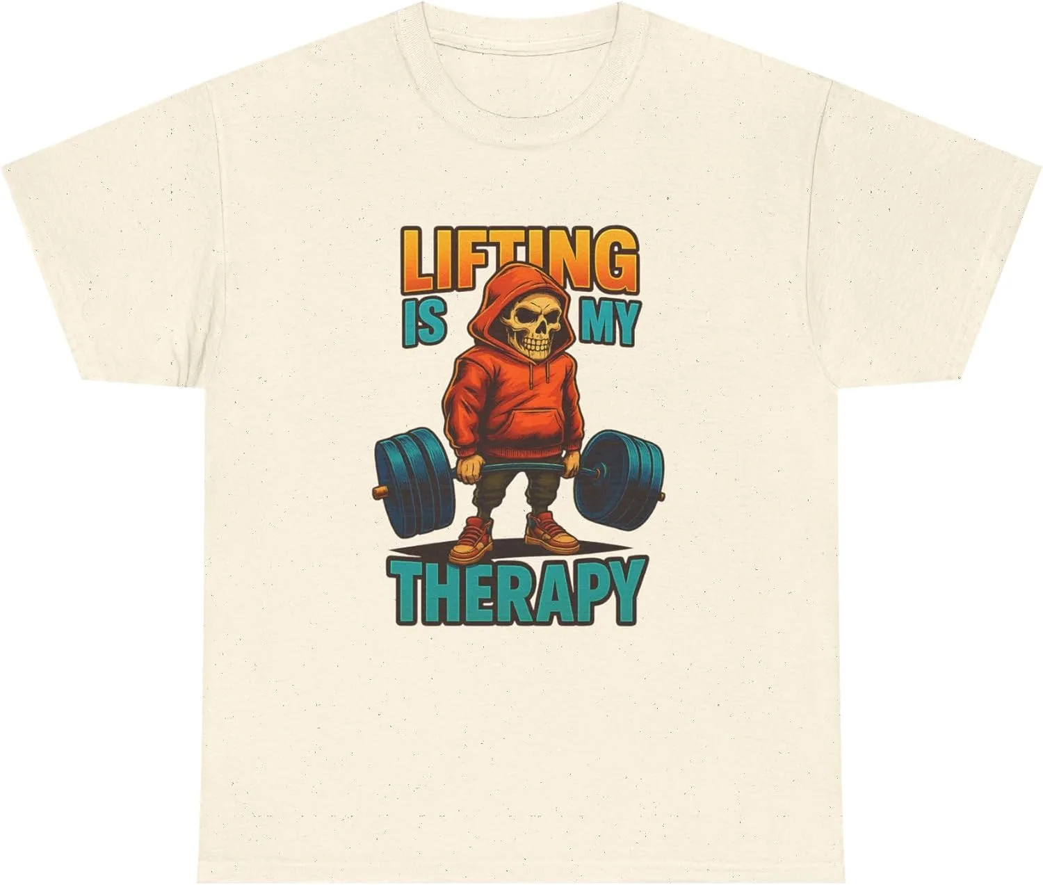 Футболка Unisex Lifting is My Therapy, спортивная майка, одежда для тренажерного зала, фитнес, повседневная одежда, для тяжелоатлетов, пауэрлифтеров, завсегдатаев спортзала GENERIC, Natural