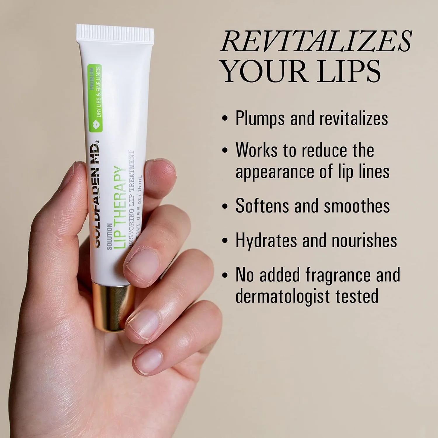 Goldfaden MD Lip Therapy восстанавливающий бальзам для губ с пептидами, гиалуроновой кислотой, фруктово-ягодным воском, маслами бурачника, шиповника и витамином E, питает, увлажняет и визуально увеличивает объем, 15 мл 14,8 мл (1 шт.), Rose — фото 2