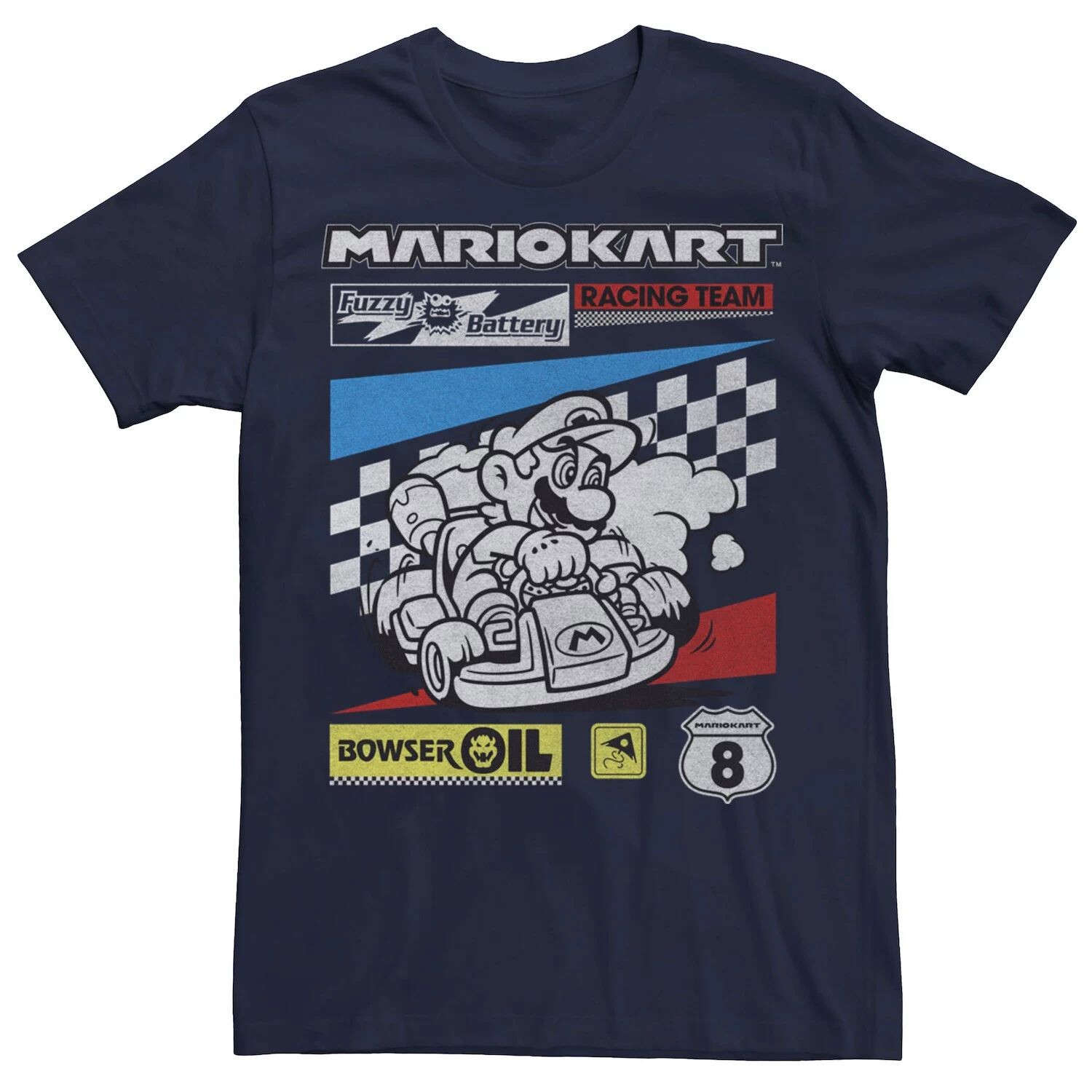 

Мужская футболка с плакатом Mario Kart Racing Team Licensed Character, синий