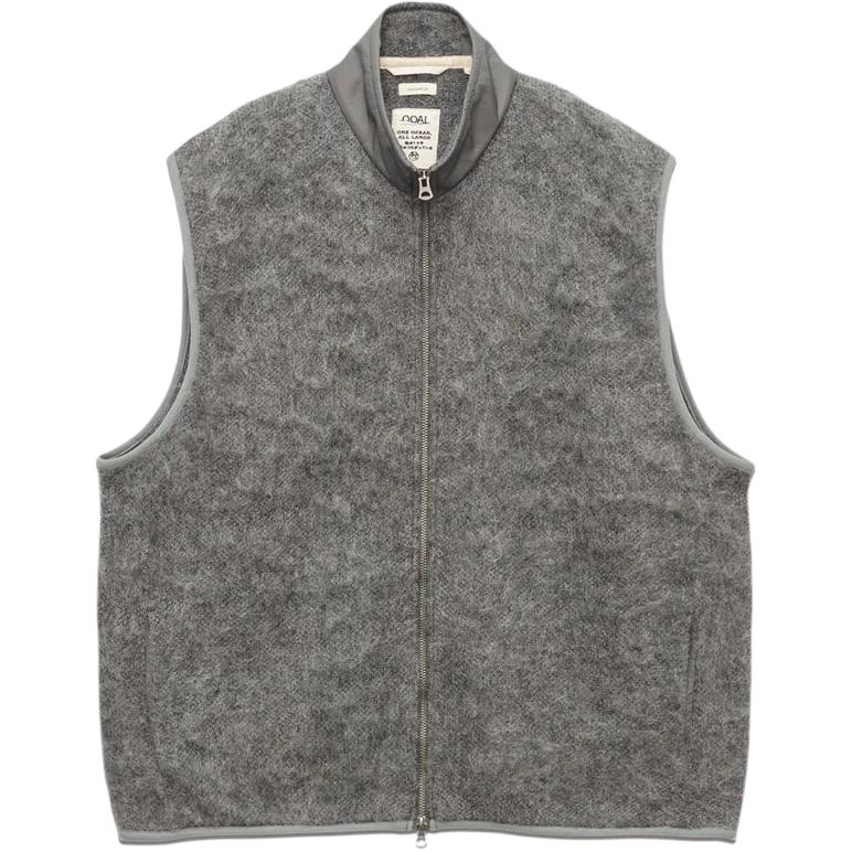 

Nanamica ФВ25 Застёгивающаяся на молнию мохеровая жилетка Унисекс, Heather Gray