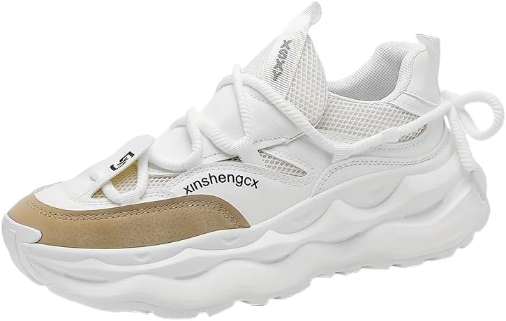 

Мужские всесезонные модные кроссовки - дышащий сетчатый и ПУ верх, прочная ПВХ подошва, обувь на шнуровке с надежным сцеплением для улицы, спорта и повседневной носки, зеленый и оранжевый дизайн Hoalox