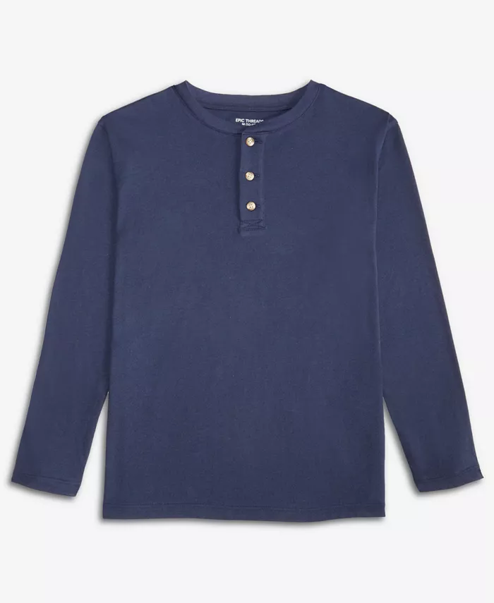 

Мальчиковая футболка Henley с длинным рукавом, размеры 5-20 Epic Threads, синий