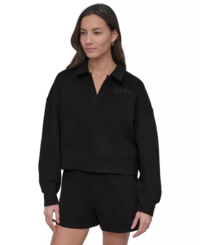 

Версати с вышитым логотипом топ с воротником Johnny DKNY, черный
