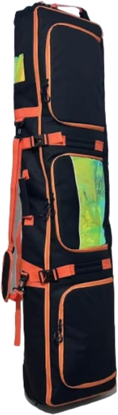 

Сумка для хранения сноуборда на колесах со светоотражающим верхом для удобства транспортировки, цвет: черный, оранжевый RNXRZANK, Black Orange