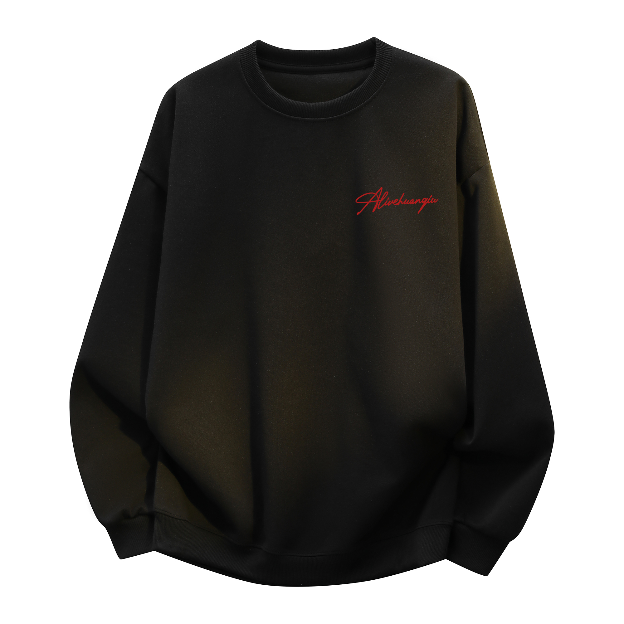 

Свитшот с круглым вырезом Unisex HUANQIU, черный-красный (fleece-lined)