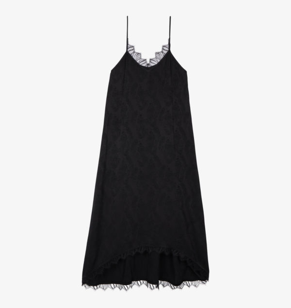 

Платье миди свободного кроя с кружевной отделкой The Kooples, черный
