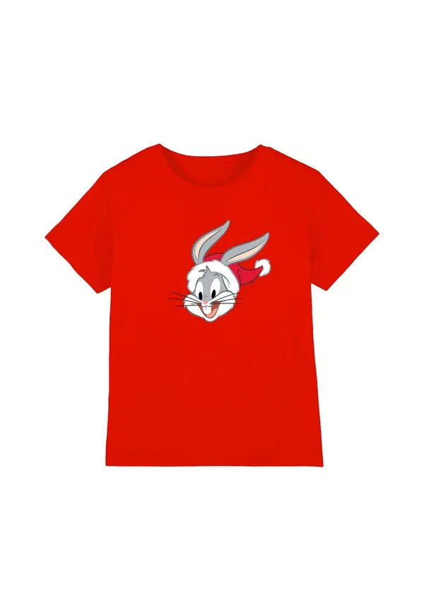 Футболка Looney Tunes Bugs Bunny Santa Hat Print T-Shirt Cotton Soul, красный
