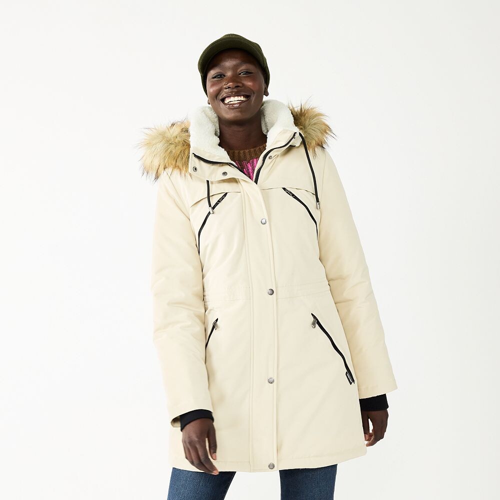 

Женское тяжелое пуховое пальто Nine West Quilt Sherpa, цвет Beige Khaki