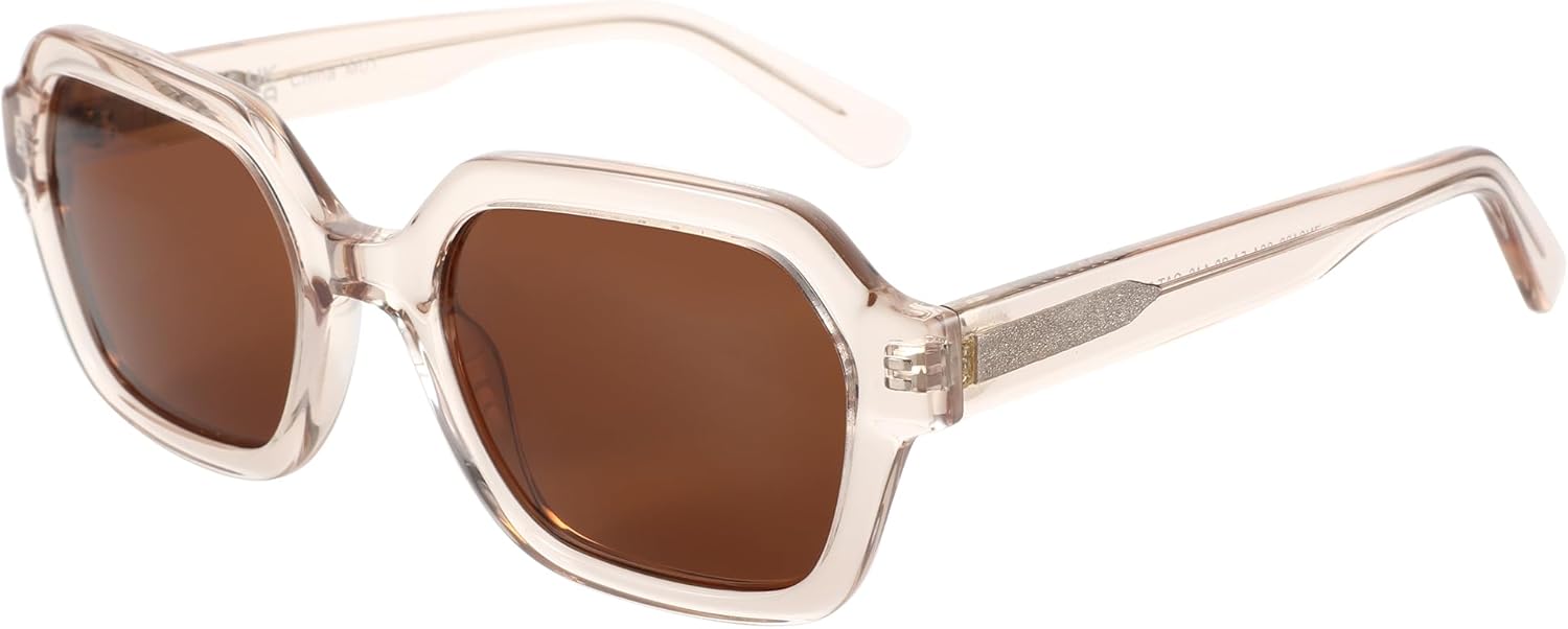 

Солнцезащитные очки ZENOTTIC Retro Polarized Hexagon для женщин, классические винтажные квадратные солнцезащитные очки из ацетата с защитой от УФ-излучения UV400, C04 Crystal Brown / Brown