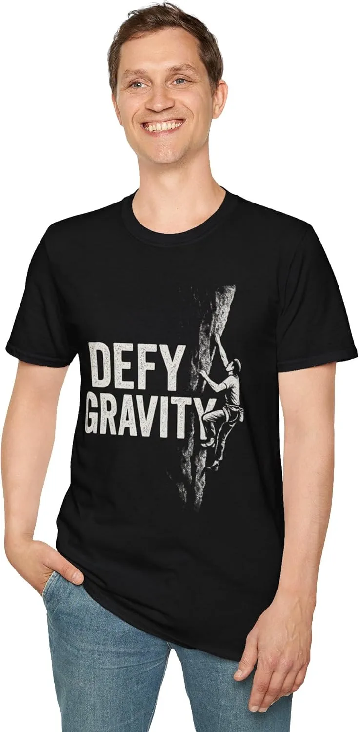 Футболка Defy Gravity для скалолазания, приключенческая футболка, снаряжение для активного отдыха, подарок для скалолазов, спортивная футболка, мотивирующая одежда, для боулдеринга GENERIC, черный — фото 2