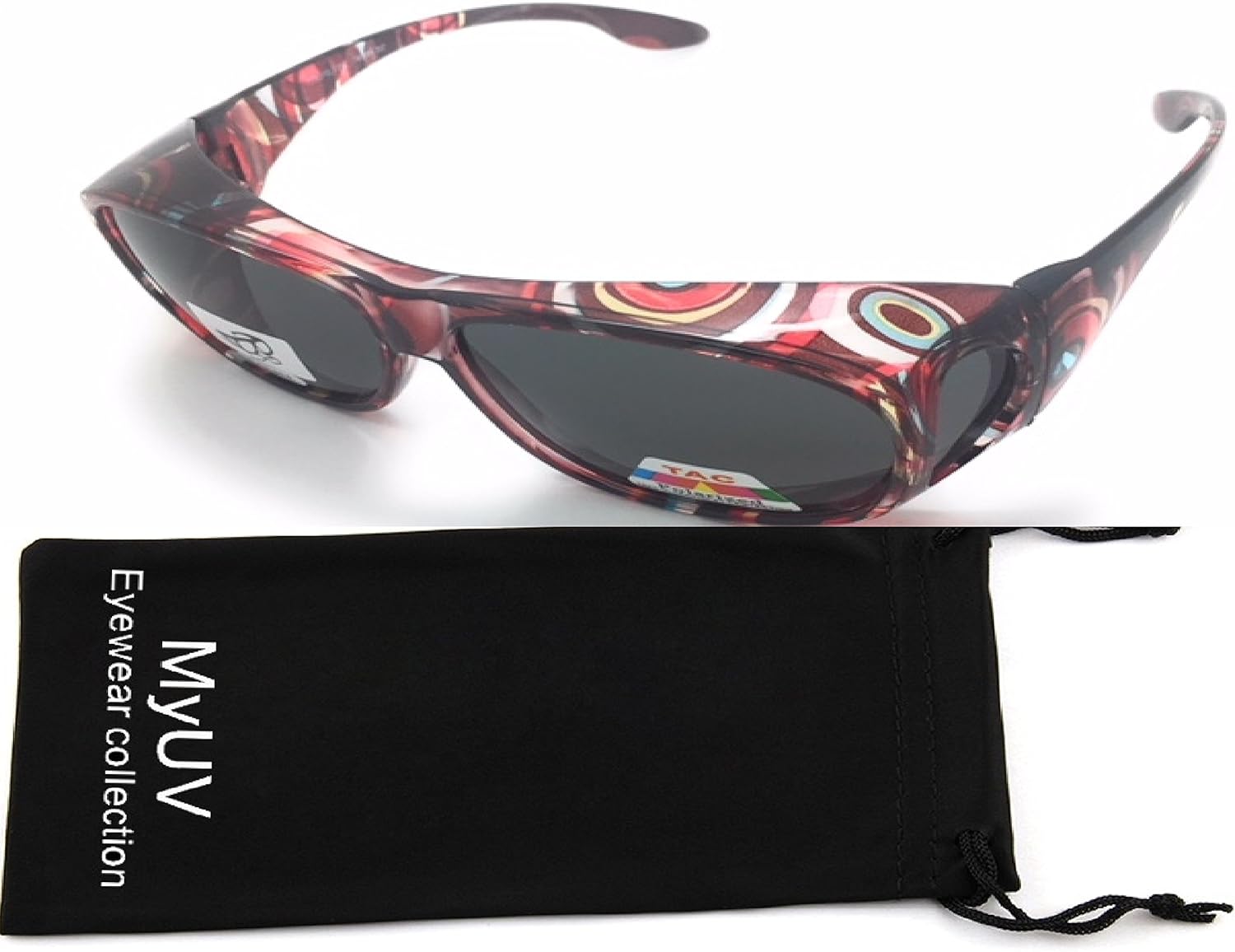 

Поляризованные накладки на очки со стразами, надеваются поверх обычных очков, размер Large, овальные, прямоугольные, надеваются поверх линз солнцезащитных очков MyUV, Polarized Red