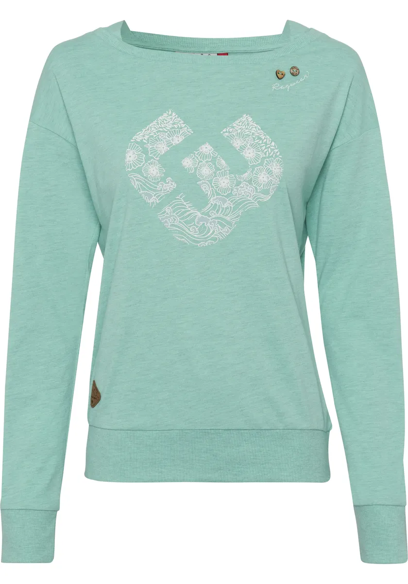 

Свитер в стиле Ragwear "RAG Sweat NEREA FRONTPRINT O" с красивым принтом спереди, цвет Light Aqua