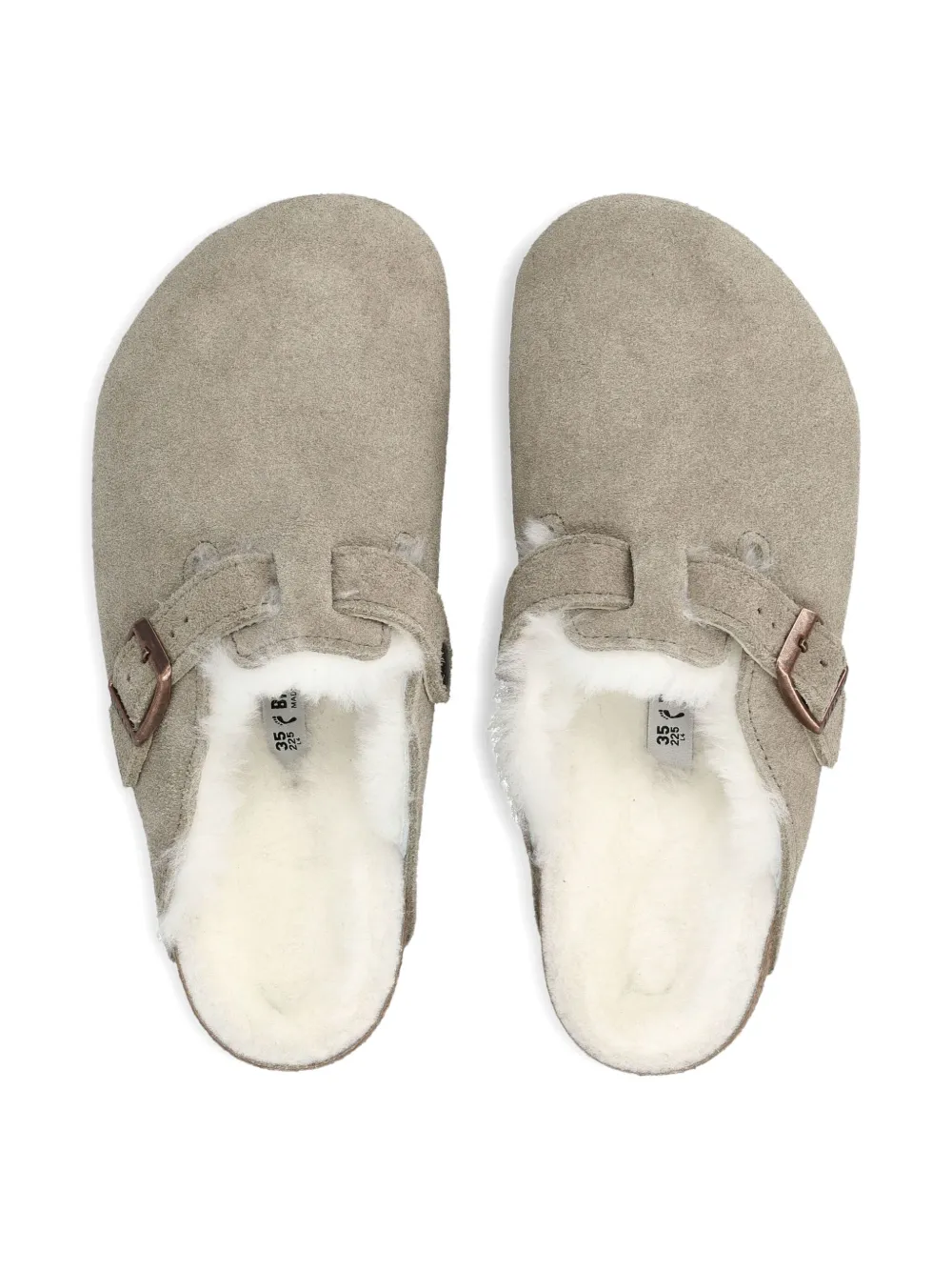 Бостонские сабо с отделкой из овчины Birkenstock Kids, светло-коричневый — фото 4