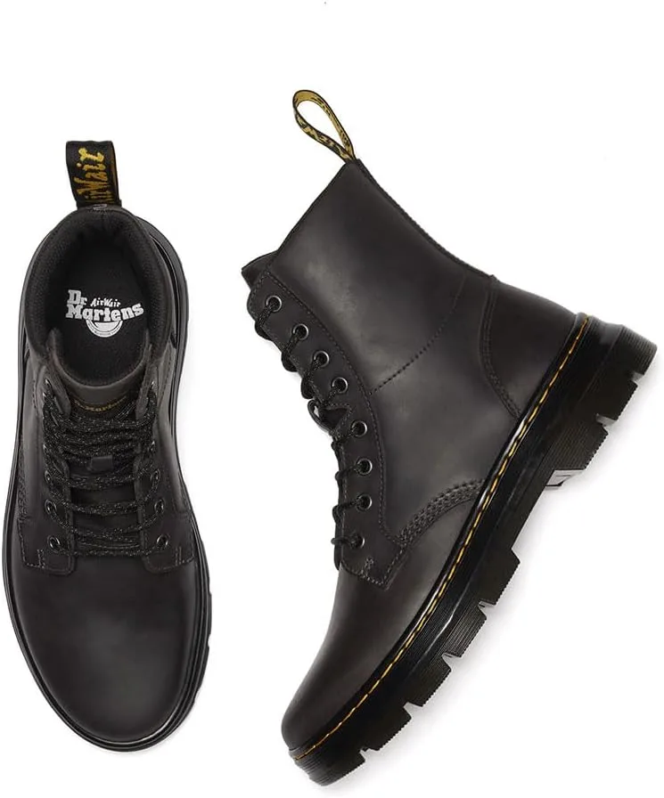 Мужские ботинки Dr. Martens Combs из кожи цвета «бронированная сталь», модель «седаль», на платформе, черный — фото 4