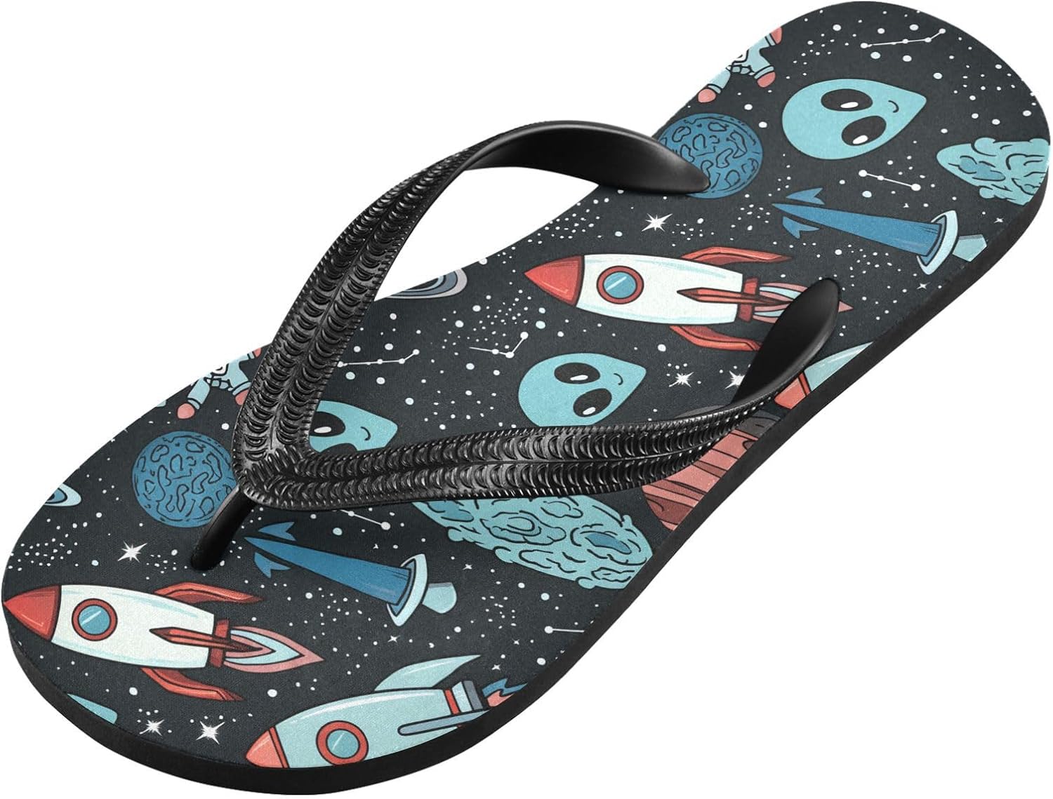 

Женские летние пляжные повседневные шлепанцы с принтом космического корабля и планеты, быстро сохнущие сандалии для мужчин 202c1601 Umiriko