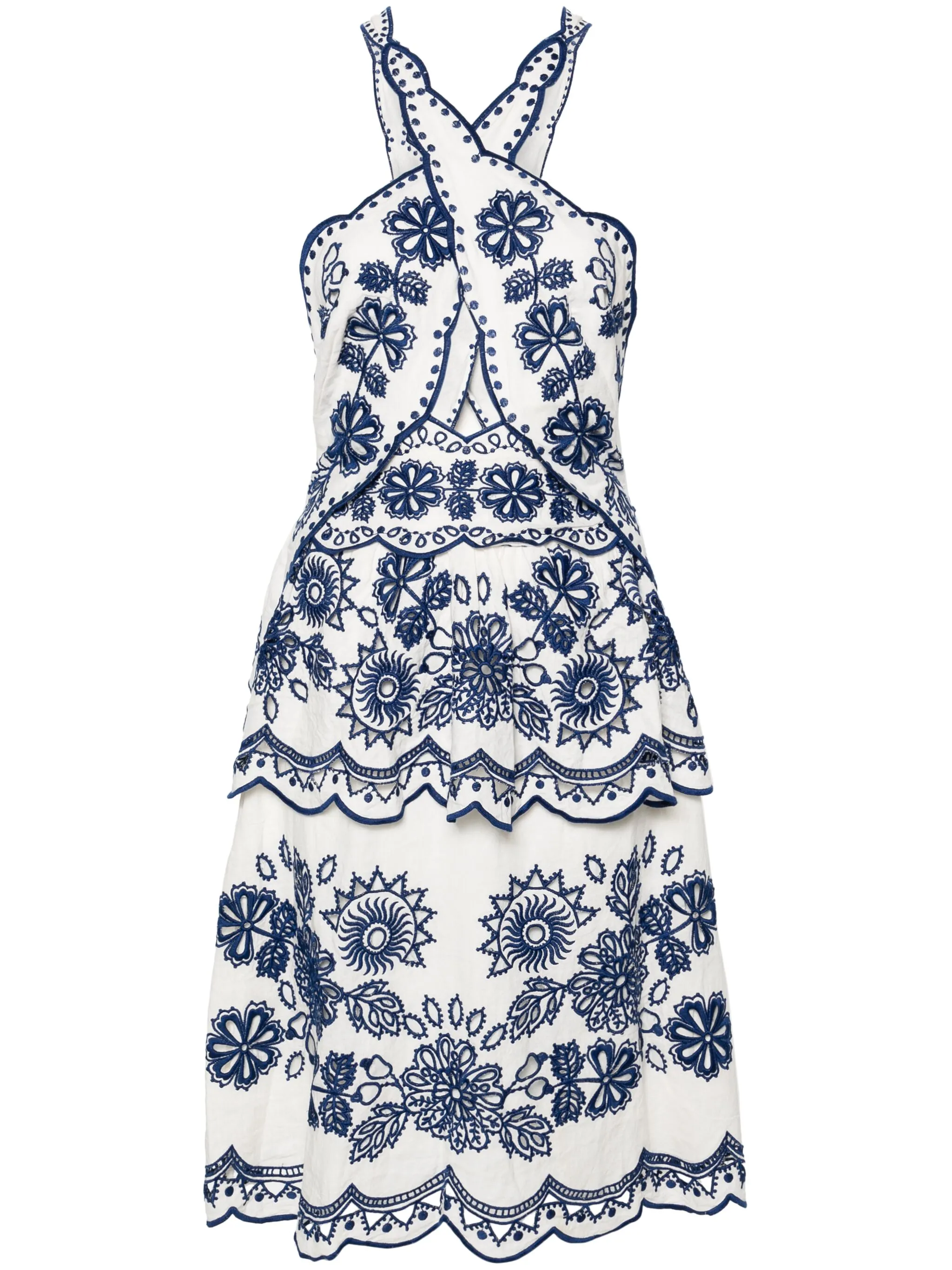 

Платье без рукавов с английской вышивкой Farm Rio, белый