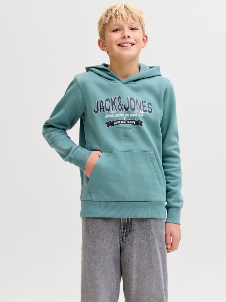 JACK & JONES Junior Толстовка с капюшоном JJELOGO SWEAT HOOD JNR, цвет минерально-голубой — фото 2