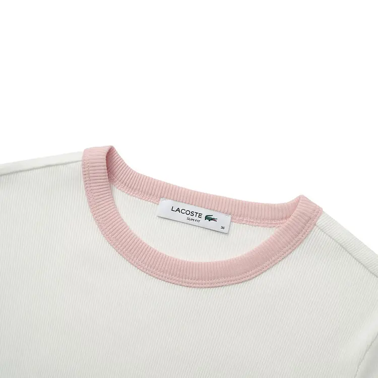 Футболка Lacoste Regular Women's, белый с розовым — фото 3