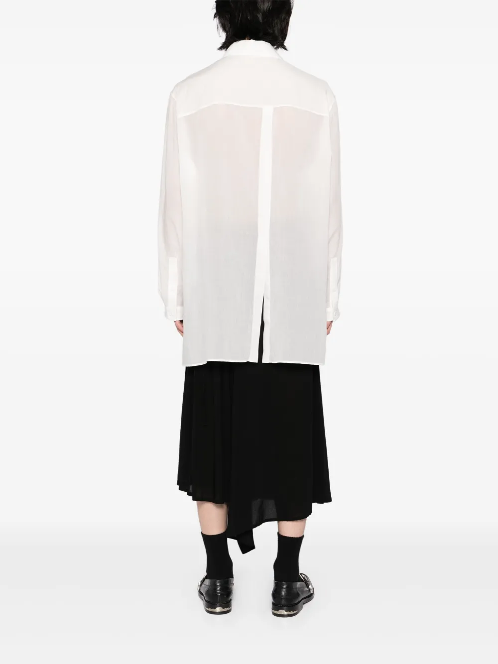 Рубашка с асимметричным подолом Yohji Yamamoto, нейтральный — фото 4