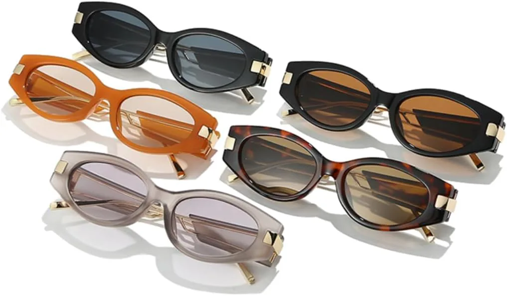 

Модные солнцезащитные очки «кошачий глаз» для женщин, защита от УФ-излучения UV400, ретро-очки для мужчин, овальные линзы, панк-стиль HHZZYVY, Black Tea