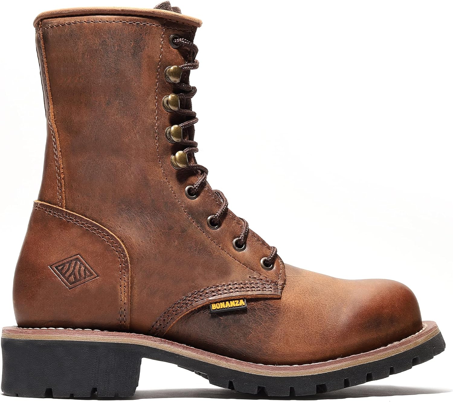 Ботинки для мужчин Bonanza Boots Sierra Logger 9- премиальные кожаные ботинки с стальным носком и стойкой к скольжению и маслу резиновой подошвой, коричневый — фото 3