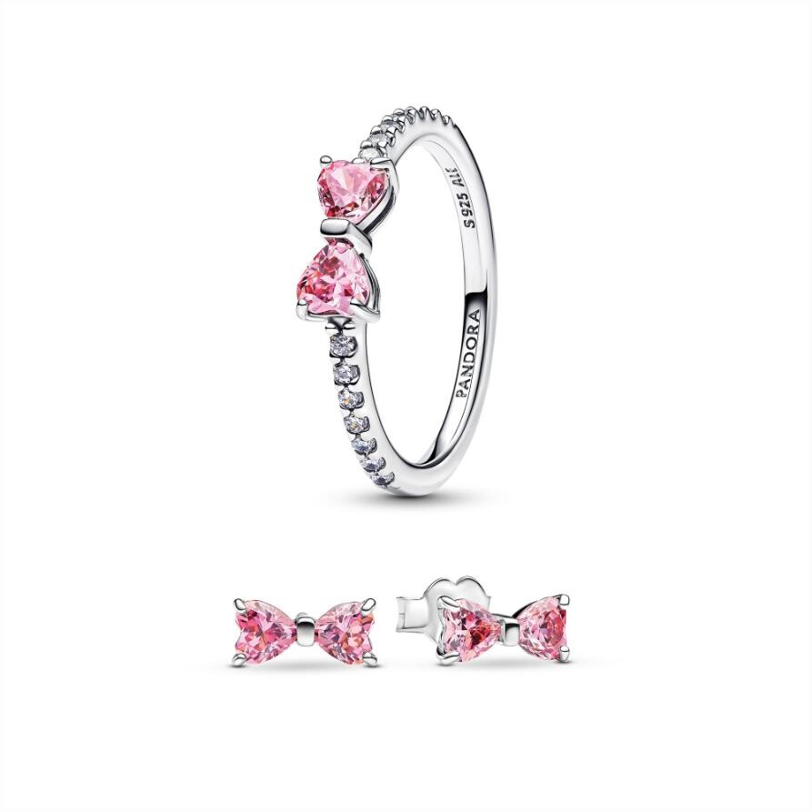 

Ювелирный набор Sparkling Pink Bow Ring Set Pandora, стерлинговое серебро