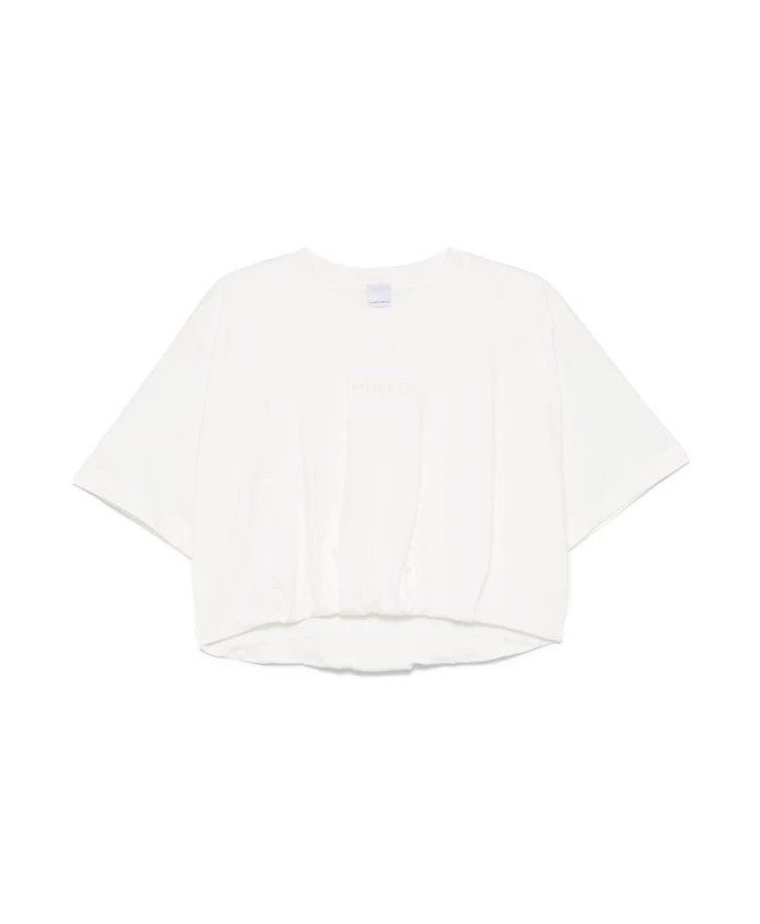 

Белая хлопковая футболка, элегантный дизайн. Pinko, белый