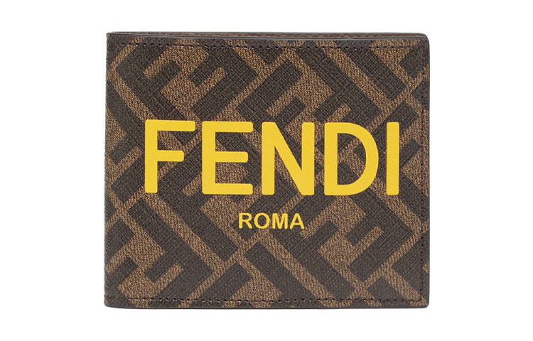 

FENDI Кожаный бумажник мужской коричневый с желтым